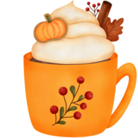 Autumn Drink or Watercolor Pumpkin Spice Drink png