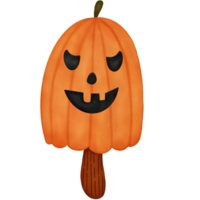 Watercolor Halloween Dessert. Halloween Spooky Pumpkin Ice Cream png