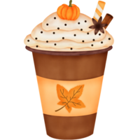 Autumn Drink. Watercolor Pumpkin Spice Drink png