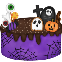 Watercolor Halloween Dessert. Halloween Cake png