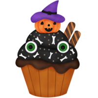 Watercolor Halloween Dessert. Halloween Cupcake png