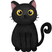 Watercolor Halloween Black Cat png