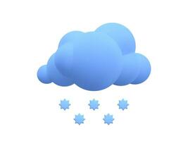 3d realistic cloud with snowflakes in cartoon style isolated on white background. Weather forecast icon. Vector illustration