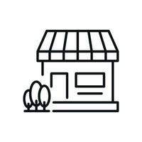 Trees by Shop and Store Isolated Line Icon. Perfect for web sites, apps, UI, internet, shops, stores. Simple image drawn with black thin line vector