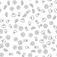 Watercolour, Eye, Artist, Easel Seamless vector pattern made of line icons. Suitable for web wrapping, printing, web sites, apps