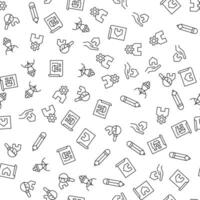 Pencil, Gear over House, Builder, Magnifying glass by House Seamless vector pattern made of line icons. Suitable for web wrapping, printing, web sites, apps