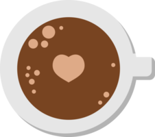 Hot coffee cup with love heart foam doodle icon png