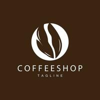 Coffee Shop Logo, Black Coffee Bean Design Vector Drink Simple Symbol Illustration Template