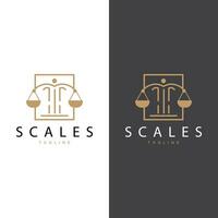 Legal Justice Scales Logo Design With Simple Line Model For Company Brands vector