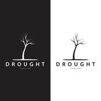 Drought Logo, Dry Tree Logo Design with Simple, Minimalist and Modern Vector Line Style