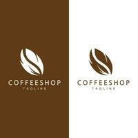 Coffee Shop Logo, Black Coffee Bean Design Vector Drink Simple Symbol Illustration Template