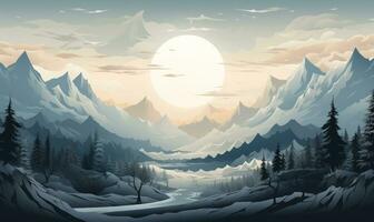 A flat geometric vector pattern of a mountains AI Generated photo