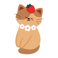 hand drawing cartoon cat sticker. cute animal drawing for sticker, icon png