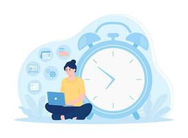 Work on time concept flat illustration vector