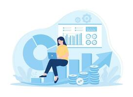 Analyzing work projects concept flat illustration vector