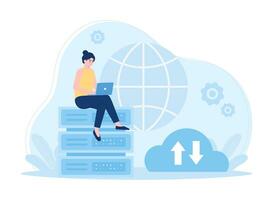 Web hosting concept flat illustration vector