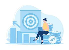 Big target with arrows. goals and objectives  growth and business plans concept flat illustration vector