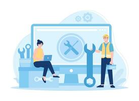 Installing computer software concept flat illustration vector