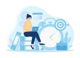 Target scheduling of working hours concept flat illustration vector