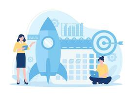 Project launch target  concept flat illustration vector