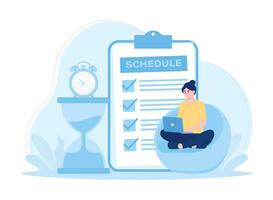 Scheduling working hours concept flat illustration vector