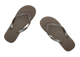 A close-up studio shot of a pair of flip-flops on transparent background png file