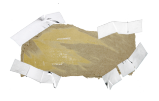 A sheet of corrugated paper is torn into pieces on transparent background png file
