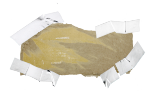 A sheet of corrugated paper is torn into pieces on transparent background png file