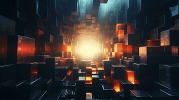 abstract futuristic black geometric shape, ai generative photo
