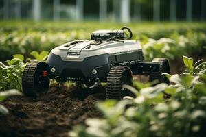 close up view of Agriculture robotic and autonomous car, ai generative photo