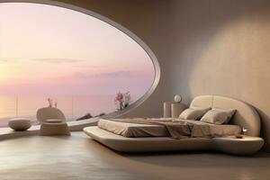 un futurista y elegante dormitorio diseño, ai generativo foto