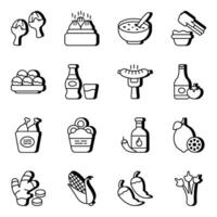 Pack of Snacks and Drink Linear Icons vector