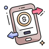 A premium download icon of mobile money transfer vector