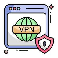 un plano diseño icono de seguro vpn vector