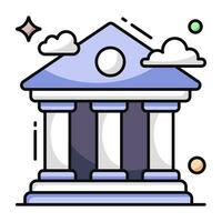 A flat design icon of bank building vector