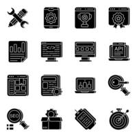 Pack of Seo Solid  Icons vector