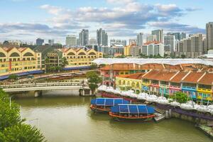 paisaje de Clarke muelle situado a Singapur río planificación zona en Singapur foto