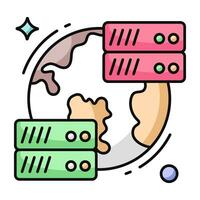 A flat icon design of global servers vector