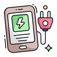 Mobile charging icon in flat design vector