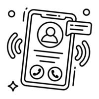 A Linear design icon of mobile incoming call vector