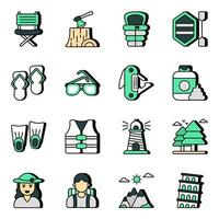 Pack of Travel and Tour Flat Icons vector