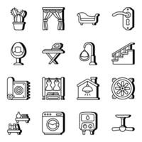 Pack of Furniture and Interior Linear Icons vector