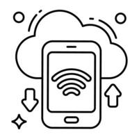 A Linear design icon of mobile wifi vector