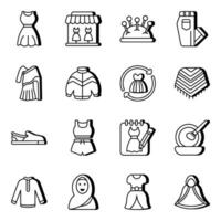 paquete de accesorios iconos lineales vector