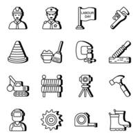 Pack of Construction Tools Linear Icons vector