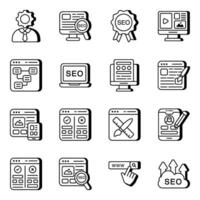 paquete de iconos lineales seo y web vector