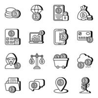 Pack of Bitcoin Linear Icons vector