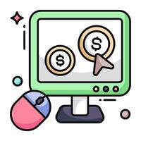 Conceptual flat design icon of pay per click vector