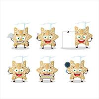 Cartoon character of cookies snow with various chef emoticons vector