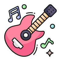 A string musical instrument, guitar icon vector